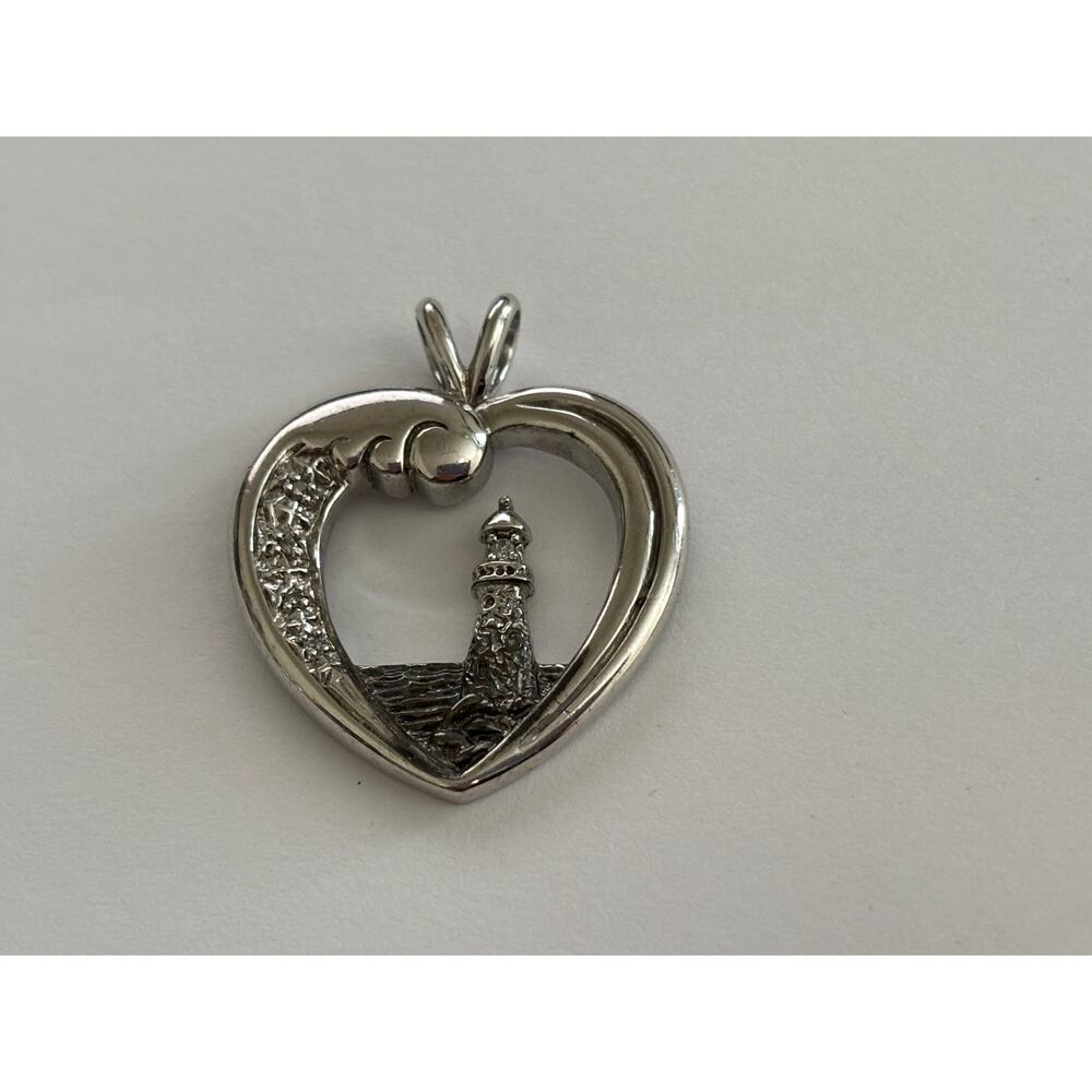 Sterling Silver Thomas Kinkade "Beacon of Hope" Heart Pendant
